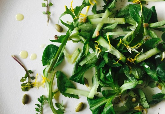 Salade met paardenbloem