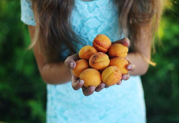 Girl holding yellow round fruits 4018843
